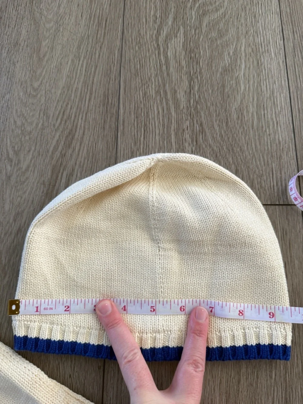 Polo by Ralph Lauren cream and Blue Hat and Scarf Set Big Bear Ski size 8-20 kid